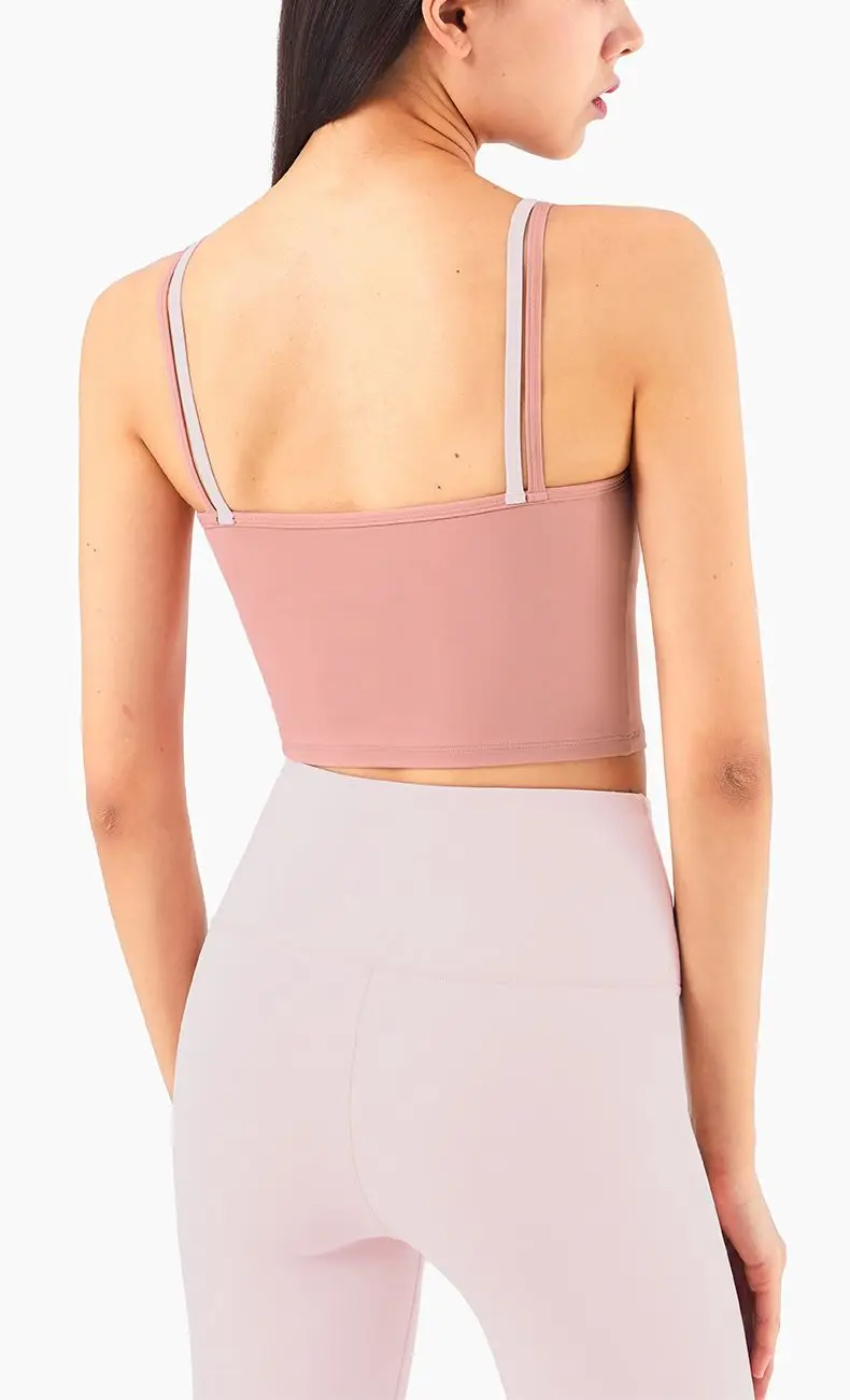 Hit Color Workout Exercise Gym Crop Top Bra Women Bare Second Skin Feel Sport Yoga Fitness Bras Top