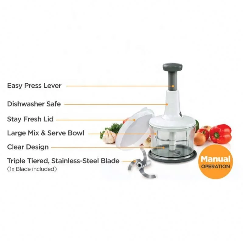 Hot Selling One-Touch Food Processor 5 Times Manual Hand Held Chopper Salad Spinner Cortador De Verduras Press Vegetable