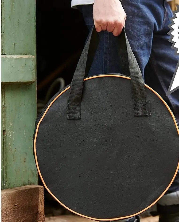 Custom Polyester Electric Vehicles EV Charging Cables Bags Heavy duty Jumper Cable Storage Bags Tote Round Cable Organizer Bags