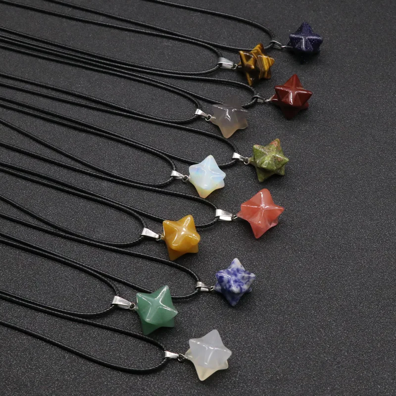 Wholesale Natural Crystal Merkaba Necklace Pendant Seven Chakra Reiki Crystal Healing Stone