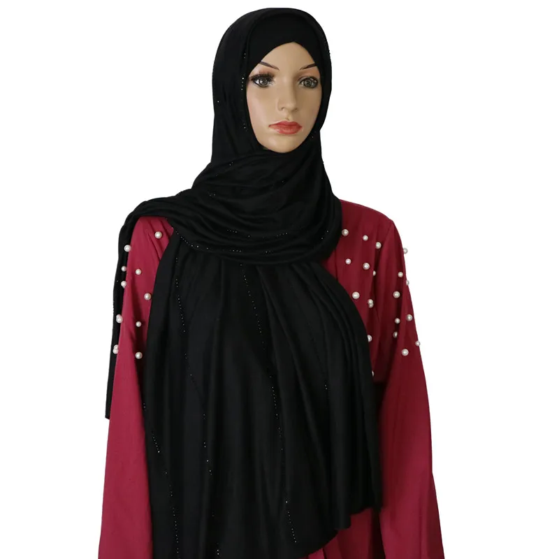 
Factory direct supply of many colors of Muslim jersey scarf with gold trim new tulle breathable scarf 