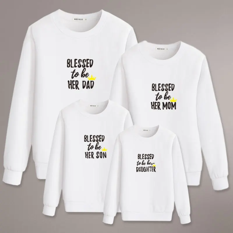 
High Quality Family Mating Clothes T-shirt Custom Letter Print Crewneck Pullover Wholesale Casual Oversized Sweatshirts 