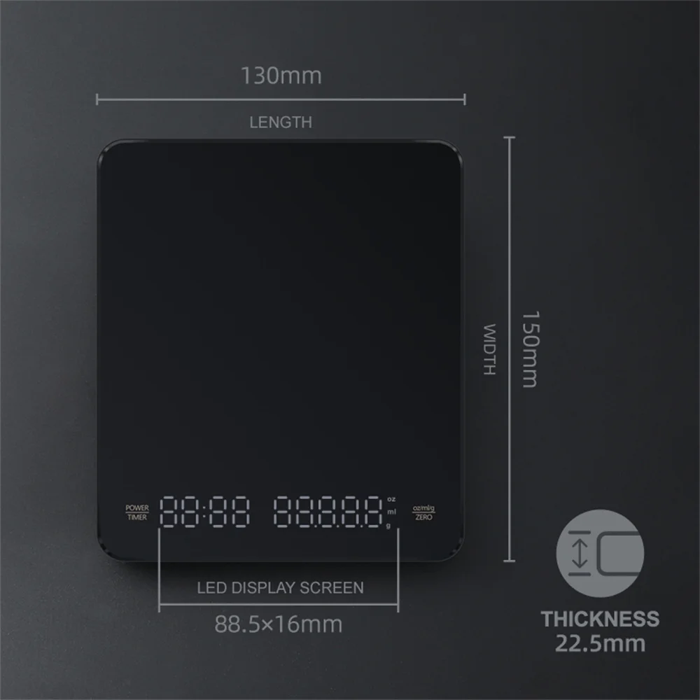 Electronic Smart Pocket Kitchen Food Weighing Digital Barista Espresso Coffee Scales With Timer