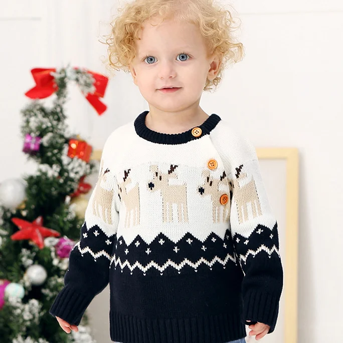 Детский вязаный свитер с оленями для камина, лучший рождественский подарок