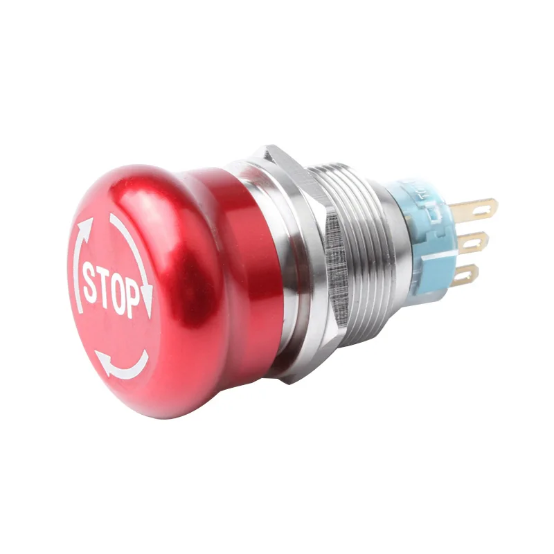 22mm 1NO1NC 3pin turn-reset stainless steal 304 metal emergency stop switch