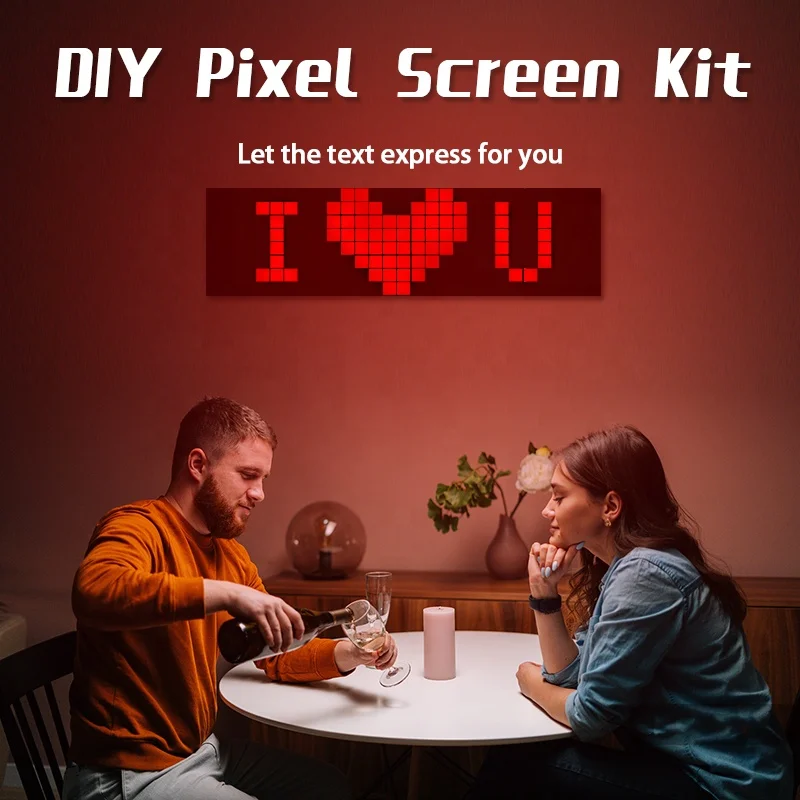 Smart LED Pixel Display LED Indoor DIY Pixel Screen Splicing Combination Wall Hanging Living Room Clock Display Splicing Screen