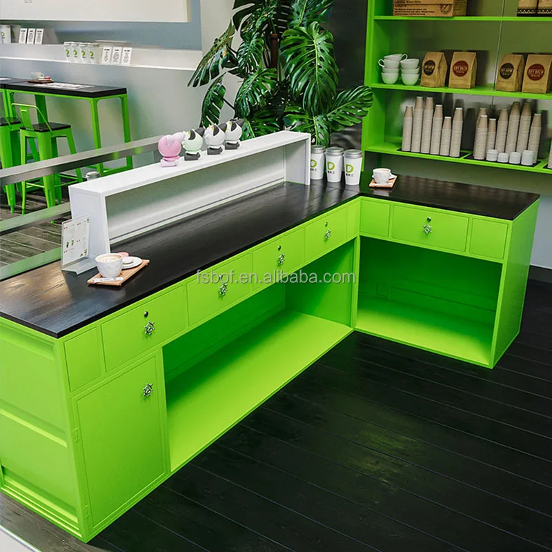 Food counter cafe shop interior design popular modern luxury design white industrial reception desk counter for bar