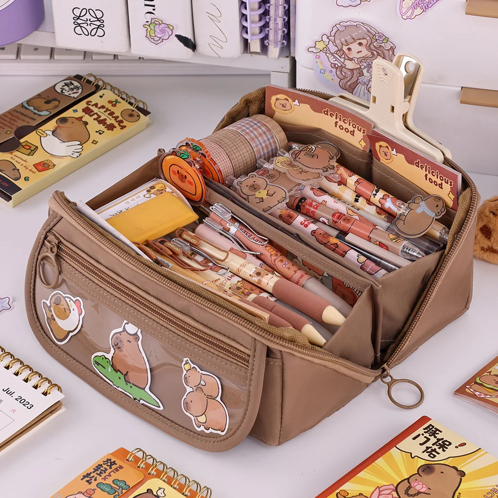 Custom Girls Cute Pencil Case Zipper Large Capacity School Student Pen Bag Polyester Pouch Office Stationery Bag