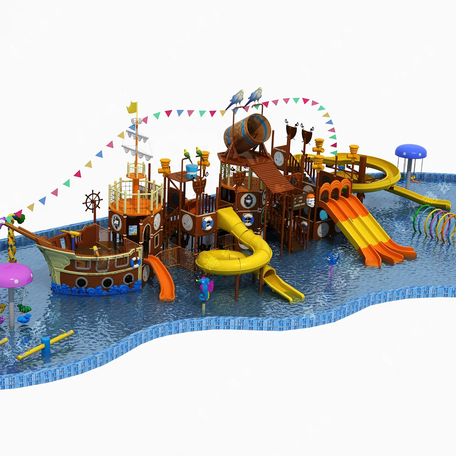 Selling Products Fiberglass Slides Pirate Ship Water Park Equipment