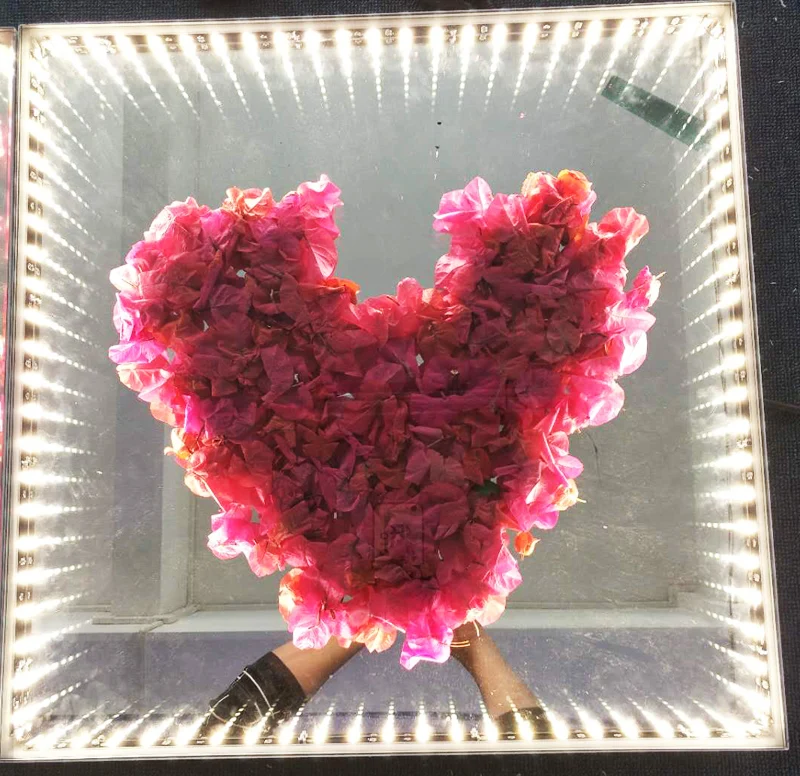 New Diy Flowers Wireless Magnetic Led 3D Mirror Glass Dance Floor For Wedding Party Event Hire