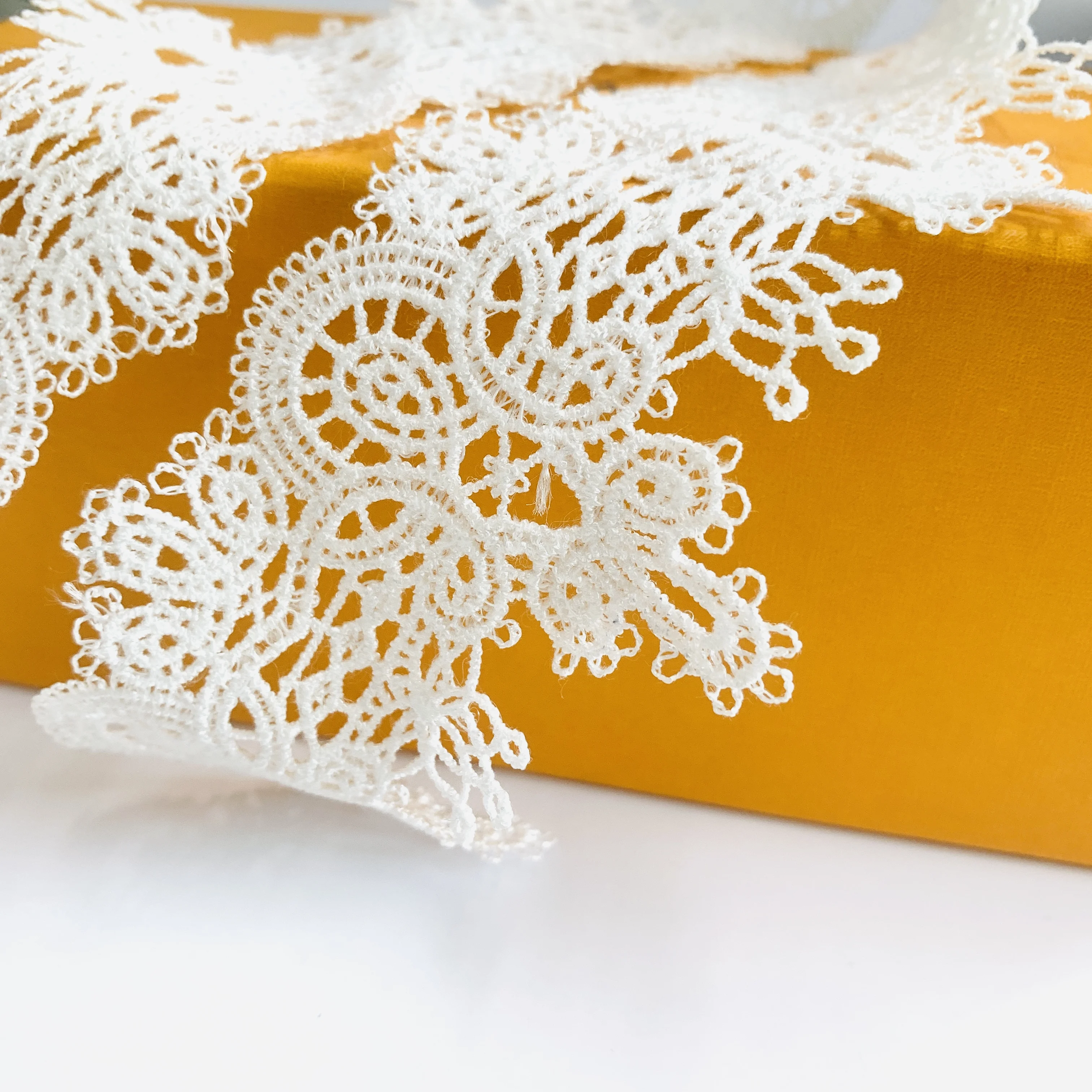 Wholesale 6cm wide Polyester Embroidery Picot tassel fringe Lace Trim Fabric for women Dress Skirt Sleeves Neckline