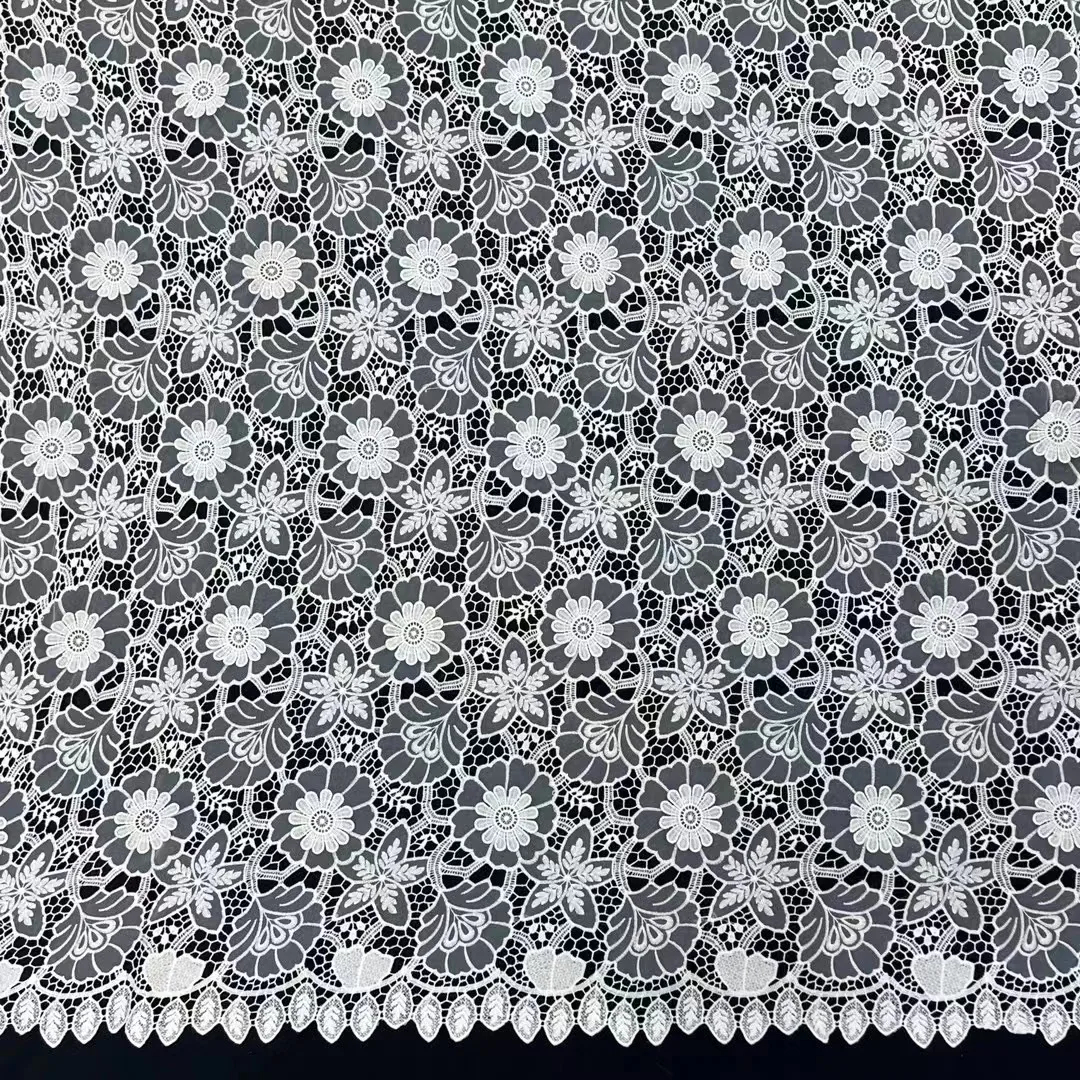 New 100% polyester embroidery 3D flower lace Latest guipure lace fabric