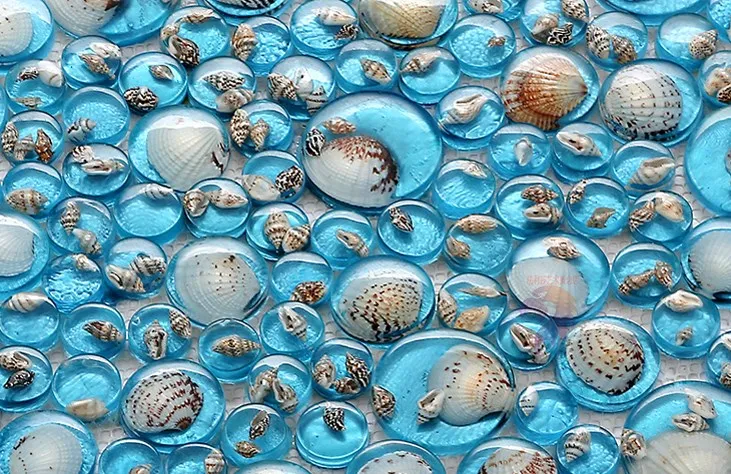 Средиземноморская раковина мозаичный фон настенная плитка плавательный бассейн смола синяя рыба пруд бар настенное украшение