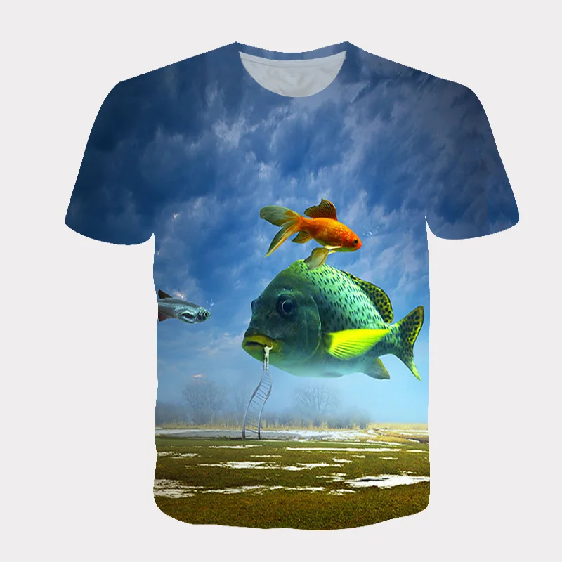 Manufacturer customized heat sublimation quick drying clothes 3D animal pattern T-shirt full body printed short sleeve round nec