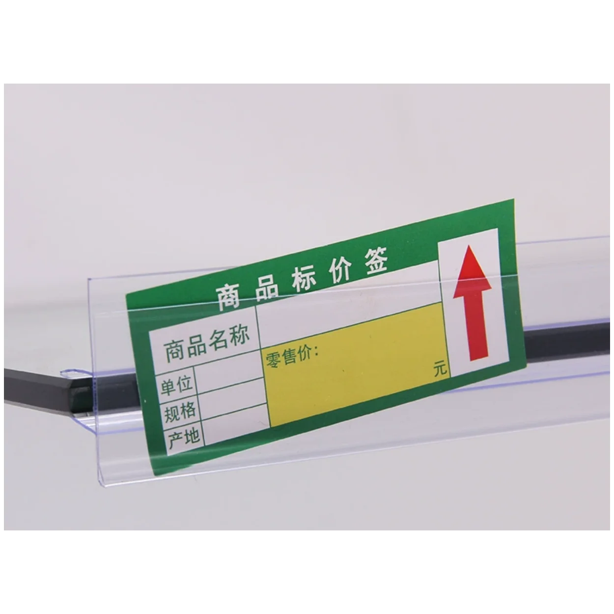 Custom Supermarket Shelf PVC Clear Plastic Data Strip Advertising Label Price Tag Holder for Glass Wood Shelves