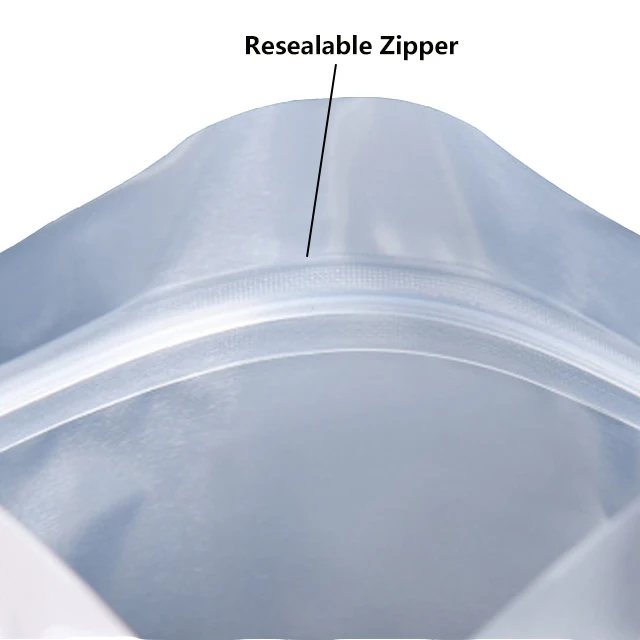 Wholesale Custom Silver Aluminum Foil Container Resealable Zipper Mylar Bags Food Grade Smell Proof Stand Up Packaging Pouch