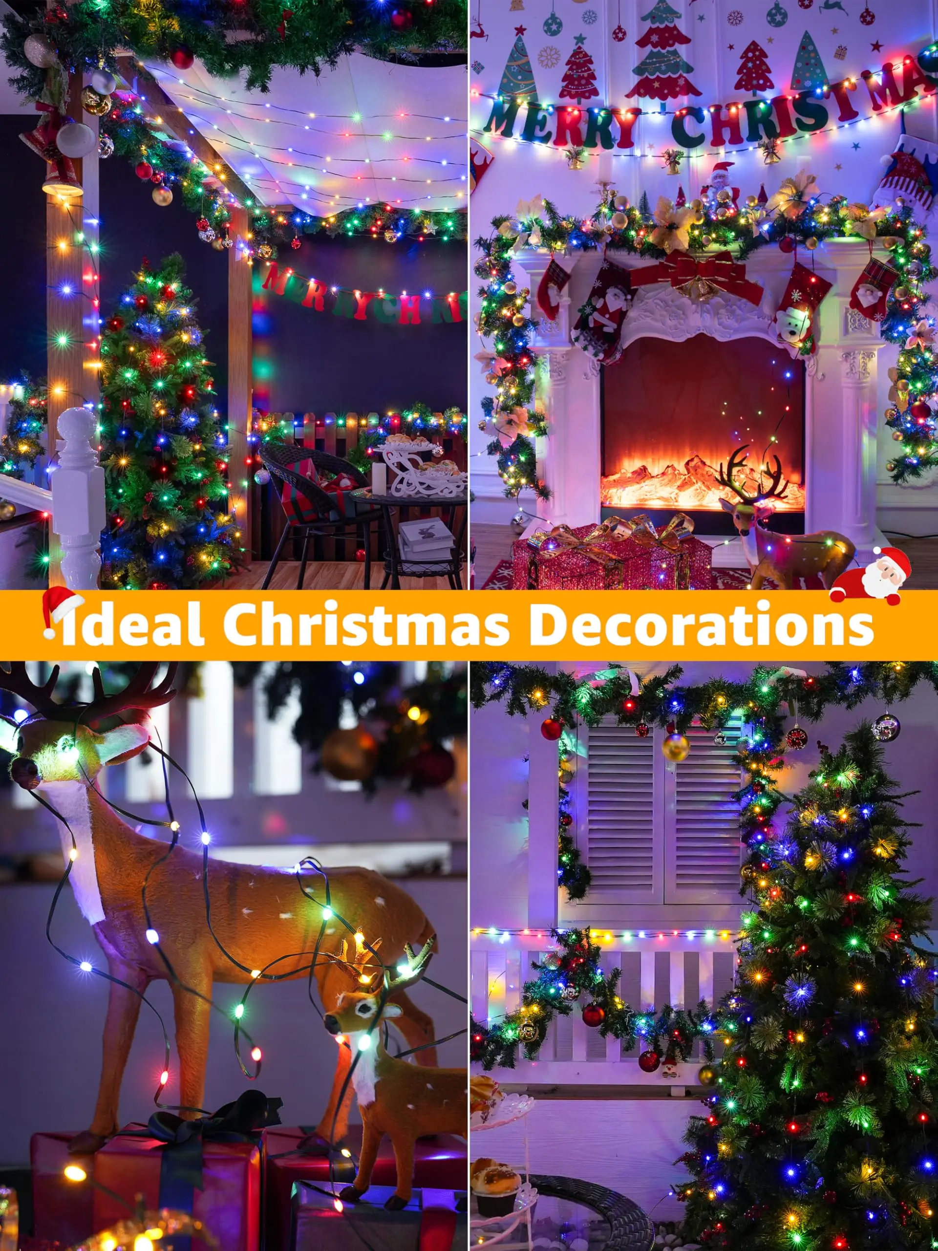 TSINYE LED Christmas Lights Plug in Christmas Tree Light with Remote 8 Mode House Indoor Decorations Outdoor Christmas Light