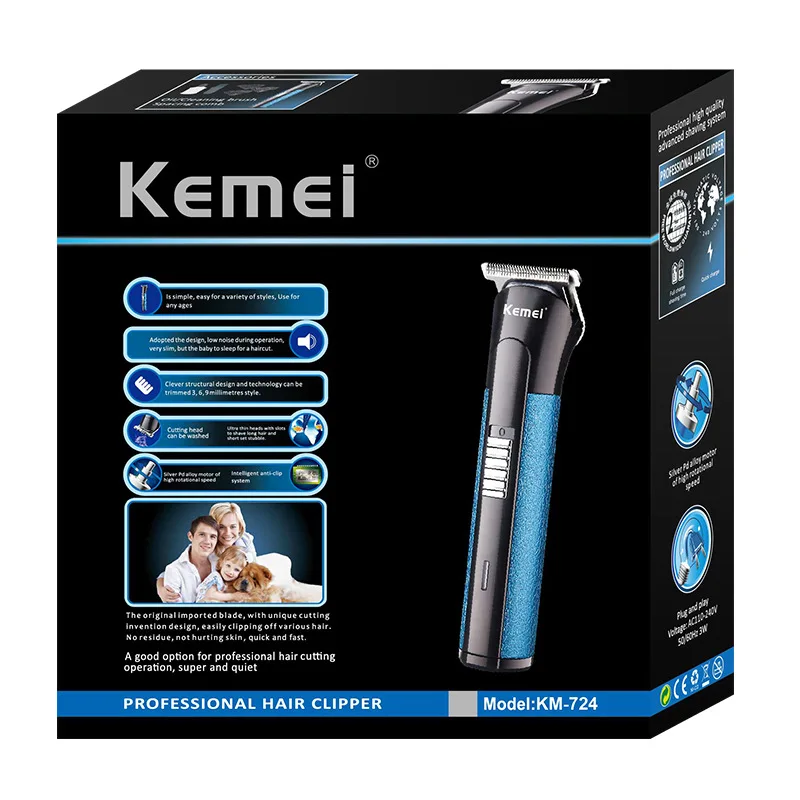  Kemei KM-724 Professional Barber Electric Beard Shaver Hair Cut Machine Cordless Rechargeable Clipper for Man