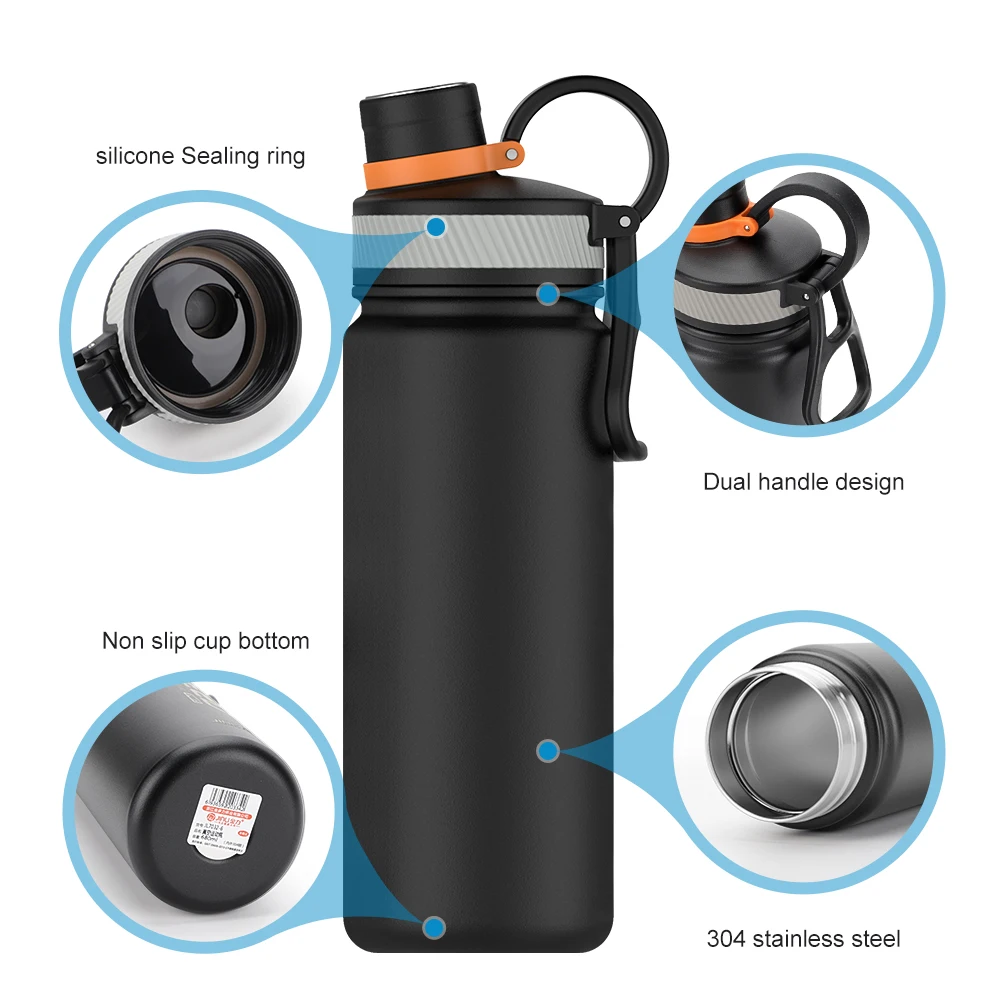650ML Modern Leakproof Sport Double wall Stainless Steel Insulated Water Bottle with Straw For Cold & Hot Drinks