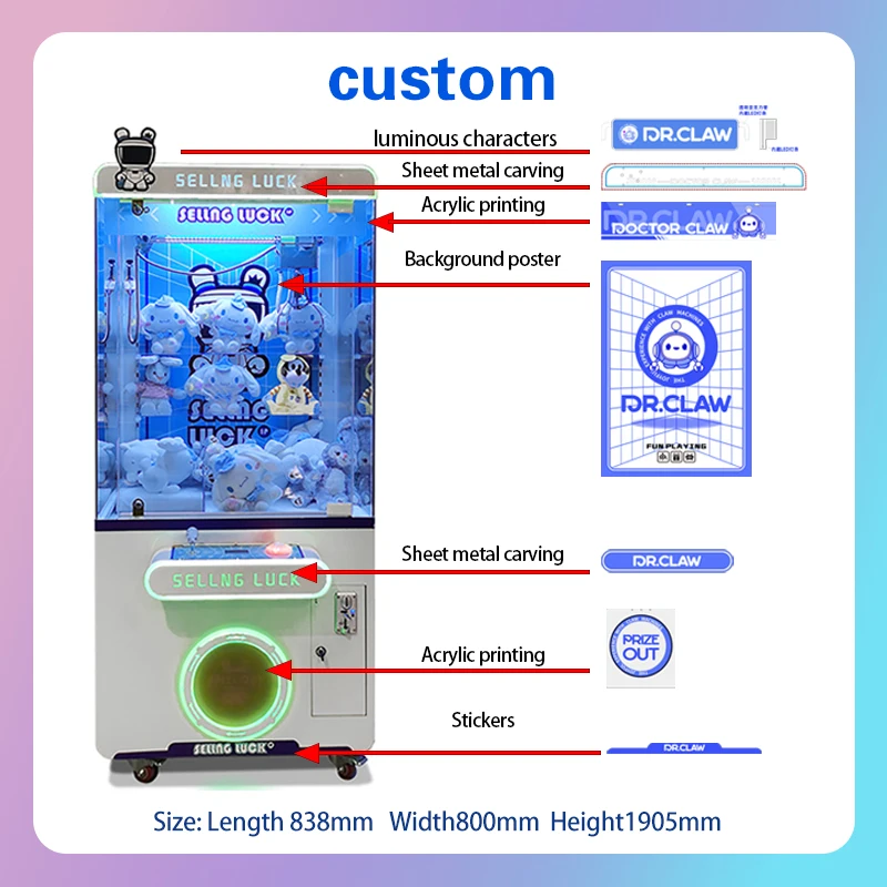 TONGRU Factory  12 Hours Design Claw Crane Machine Toy Crane Machine Coin Operated Games Catch Doll Gift Game For Sale
