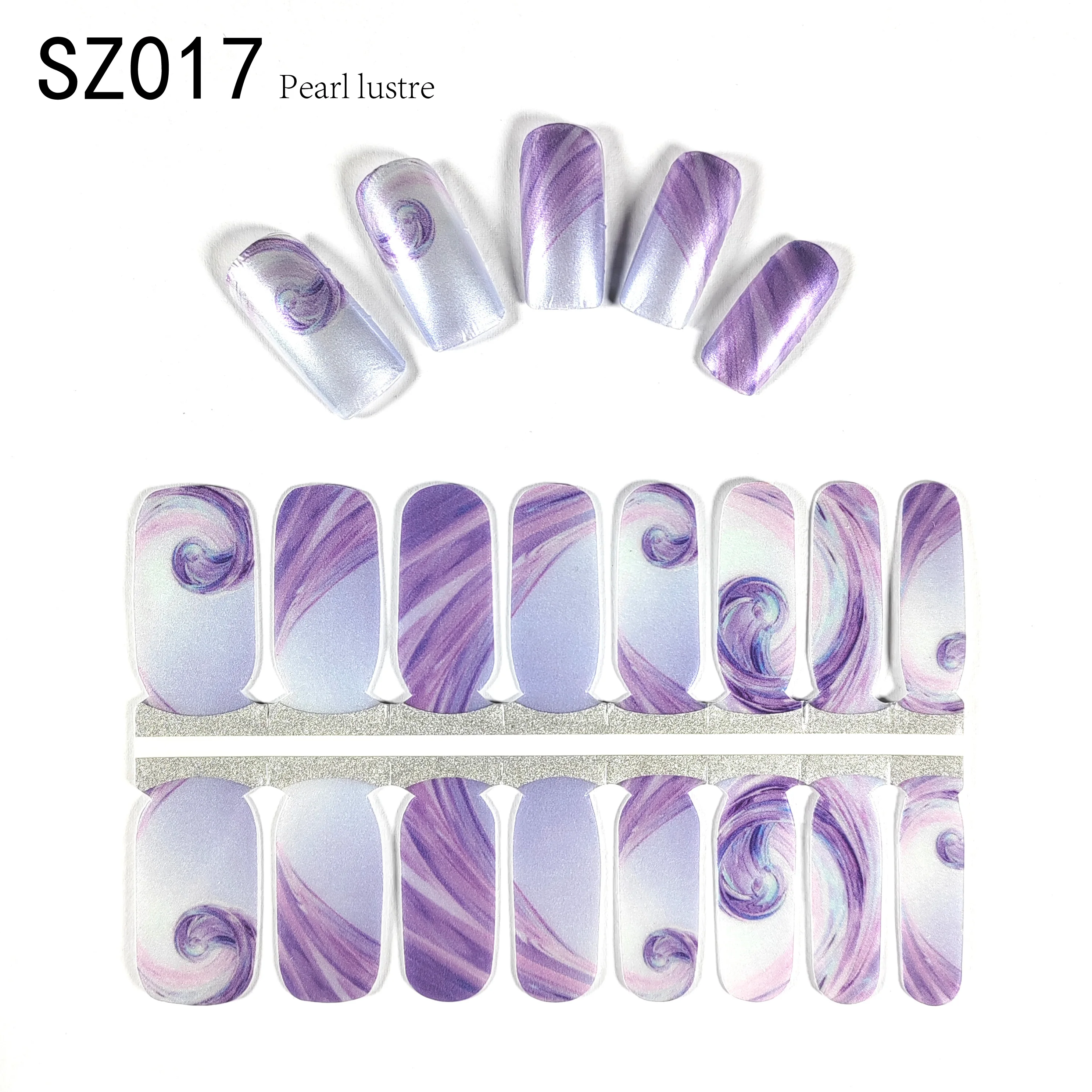 KIKI LEE 16 Strips Korean Women double sided nail glue sticker Fashion Style Products Glossy Gold Glitter Nail polish Stickers