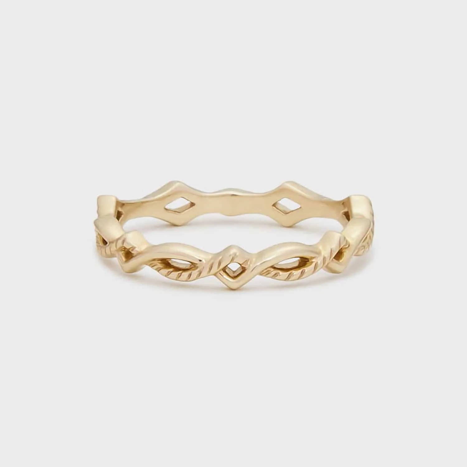 925 Sterling Silver 14K Gold Plated Infinite Hollow Irregular Ring for Women