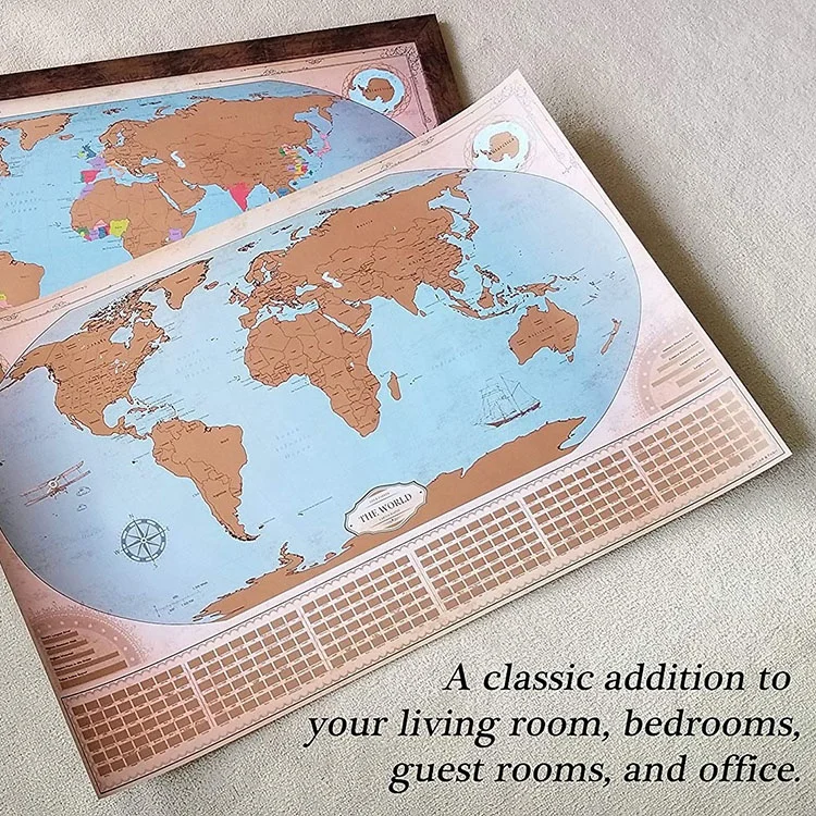 
2021 Best Selling 250g Coated Paper White World Map To Scratch 