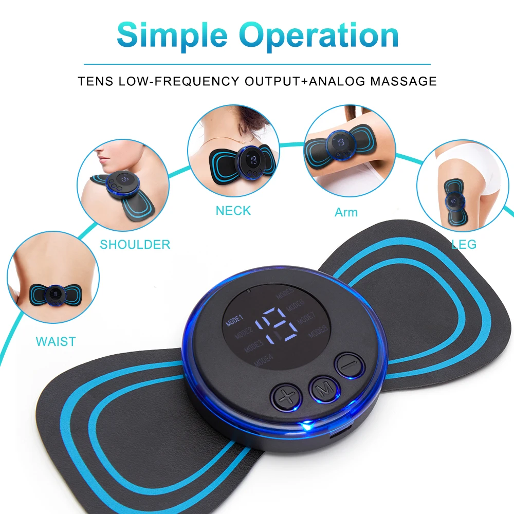 8 Modes Mini Cervical Spine Patch Wireless Remote Control EMS Electric Cervical Spine Massage Pad