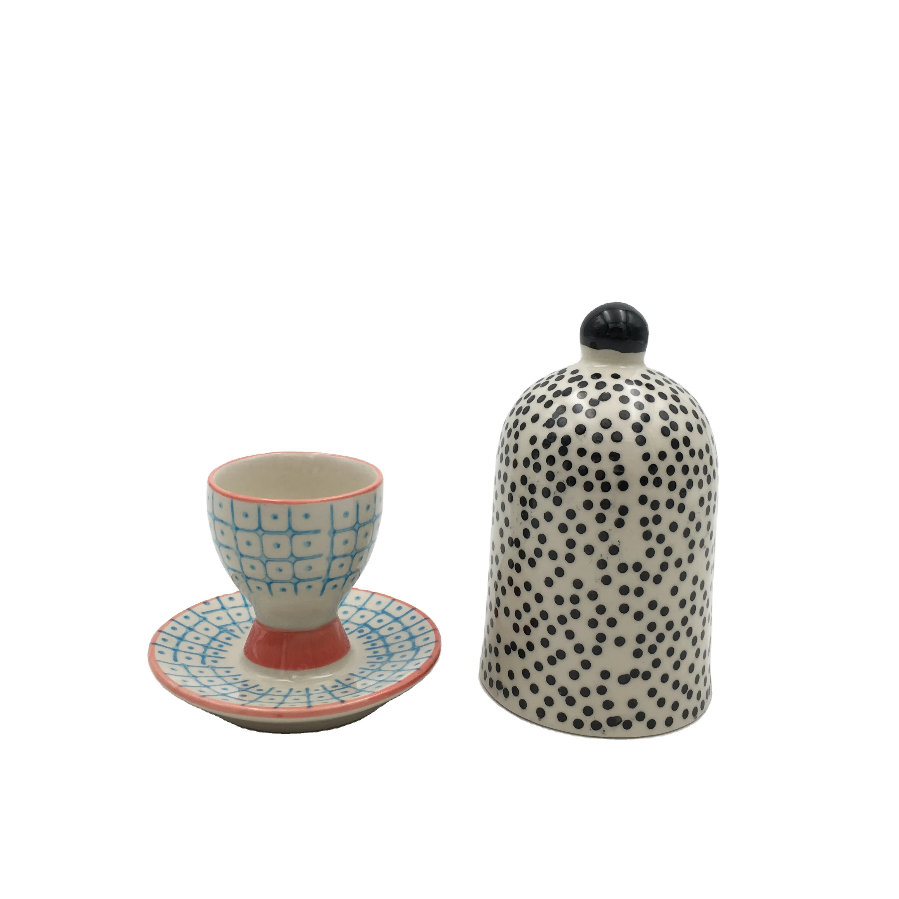 Multi Color Ceramic Egg Holder White Ceramic Hen Egg Holder with Lid for Hard Boiled Eggs Dishwasher Safe