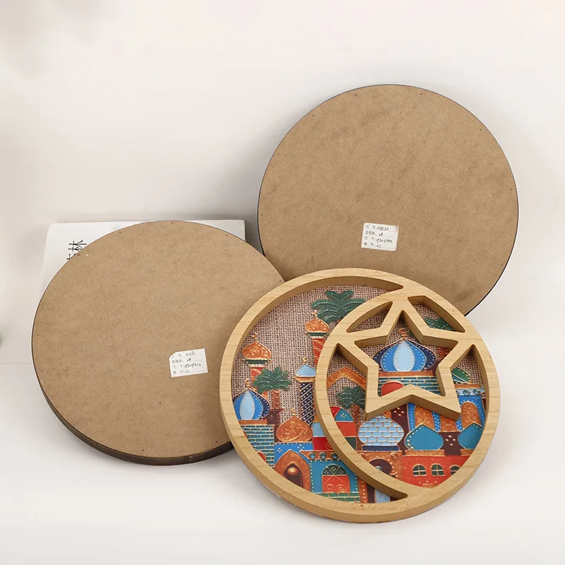 Eid Mubarak Tray Pendant Wall Decoration Ornament Ramadan Mubarak Handicraft Supplies Happy HAJJ Eid Toys