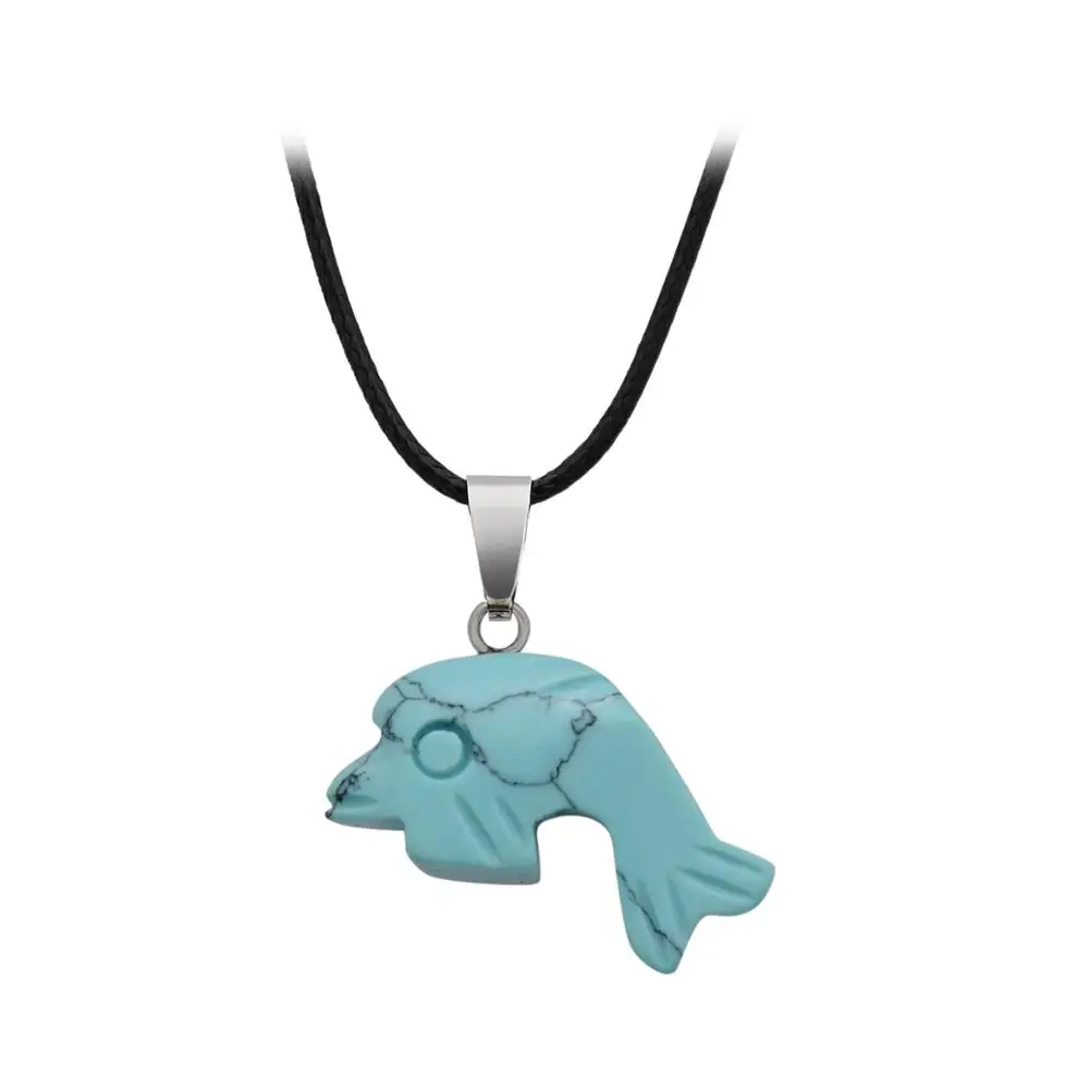 High Quality Dolphin Pendant with Natural Crystal Stone Jewelry