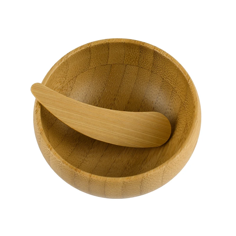 Eco Friendly customization Bamboo  Bowl Cute Mini  Facial Skin Care Bamboo Face facicl Bowl with Spoon