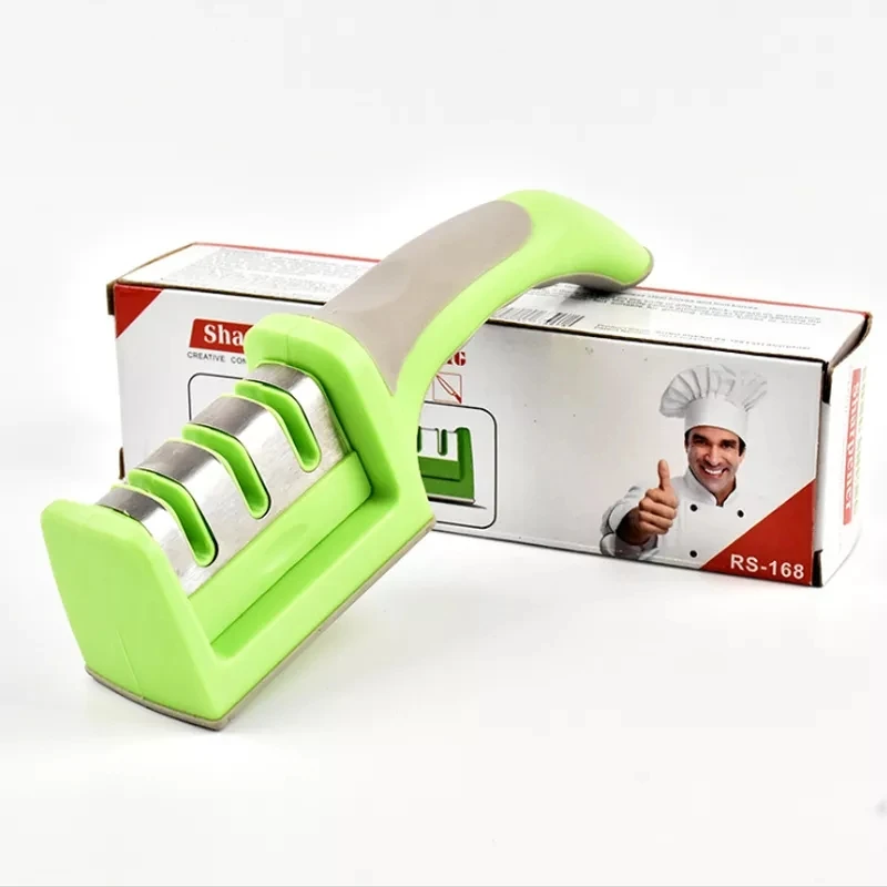 Kitchen creative three groove knife sharpener wholesale knife rod emery grinding stone electric grinding knife sharpener