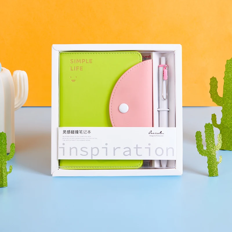 Soft-Faced PU Leather Notepad Set with Pen Inserting Business Office Supplies Notebook Plus Logo