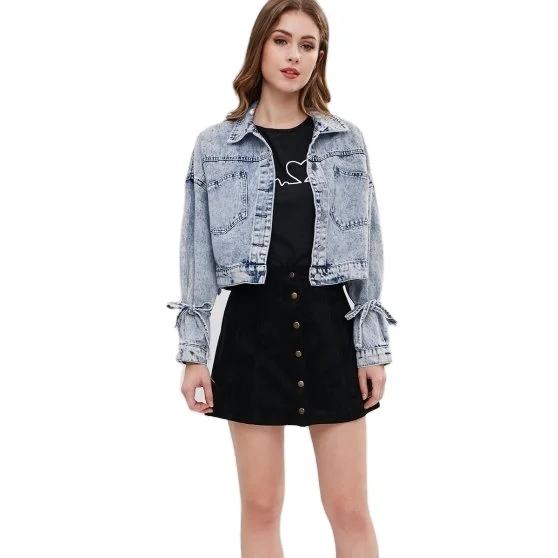 Женская непромокаемая джинсовая куртка с широкой талией