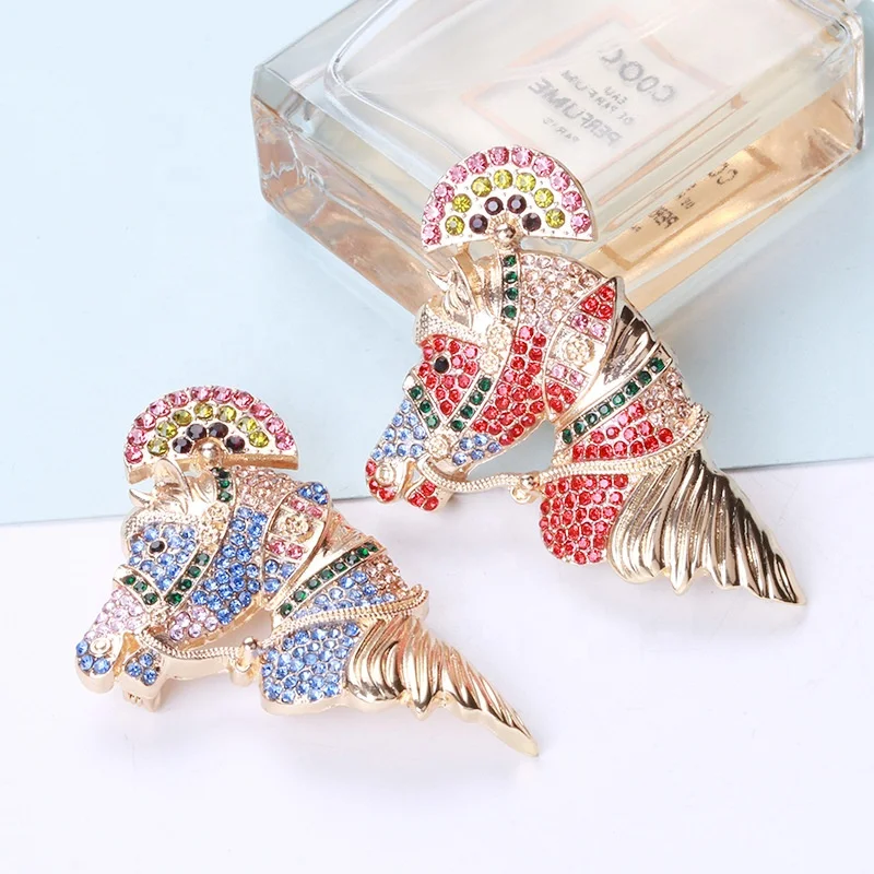 Custom Design Jewelry Brooches Rhinestone Animal Horse Brooch Pin