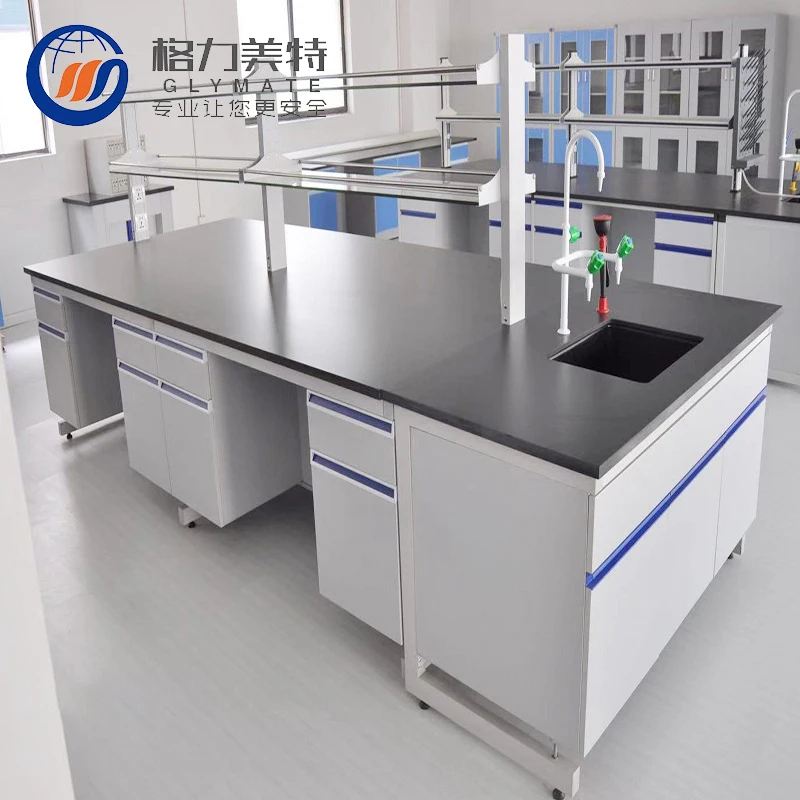 Lab Chemical Steel Table Lab Bench Laboratory Desk With Storage Cabinet