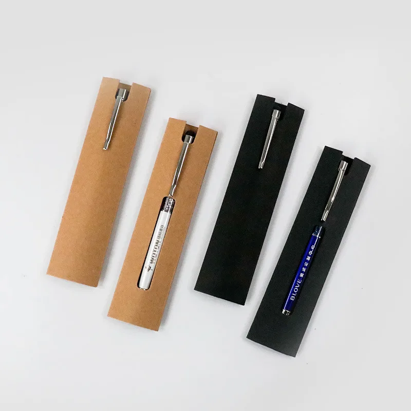 Paper card pen bag environmentally packaging kraft paper black cardboard gift pen box can be printed business company logo