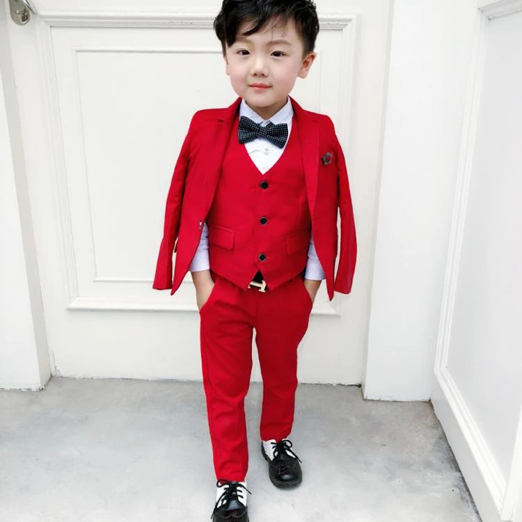 2019 autumn hot selling boy small flower brooch suit suit children show dress suit three-piece