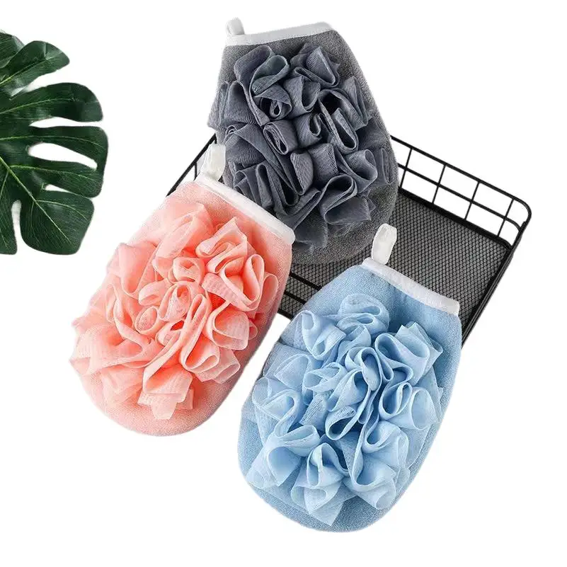 Pet Bath Glove Thermal Transfer Exfoliating Loofah Polyester Sponge Fingerless Single Finger Soft Viscose Bath Gloves Lao