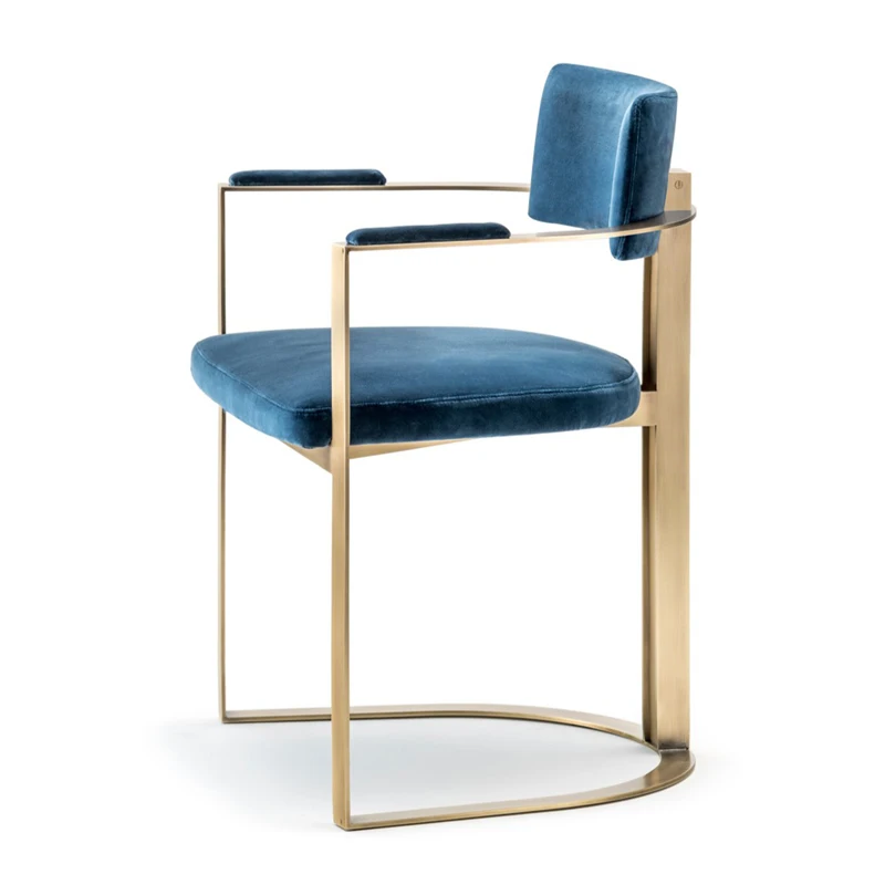 luxury dining chair golden stainless steel restaurant chair Hotel Cafe leisure area Velvet chair