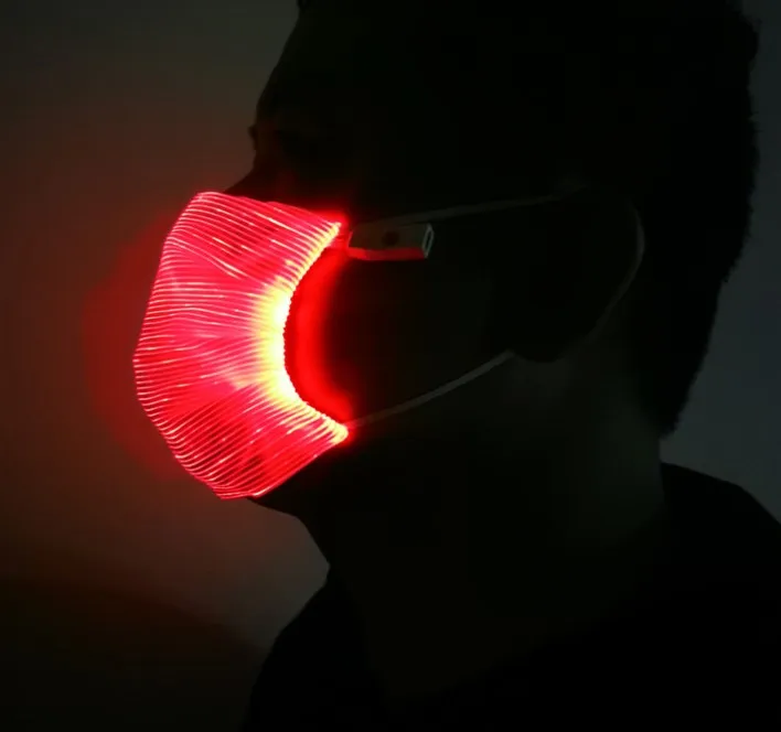 Fashion luminous LED rave mask fiber optic face cover lighting up mask for night club bar