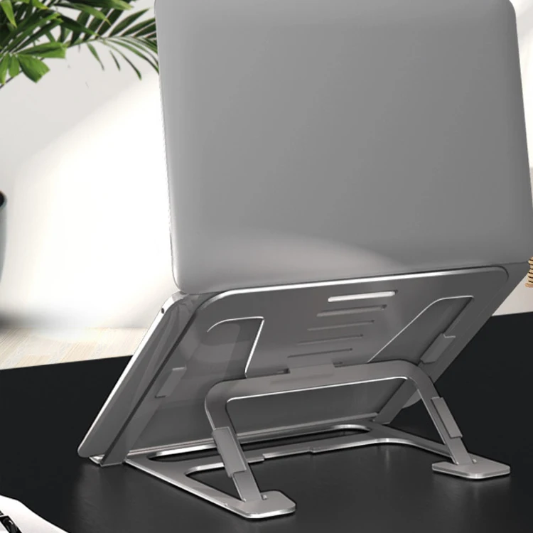Custom Logo Aluminum Alloy Metal Notebook Holder Ergonomic Angle Adjustable Desk Support Metal Folding Portable Laptop Stand