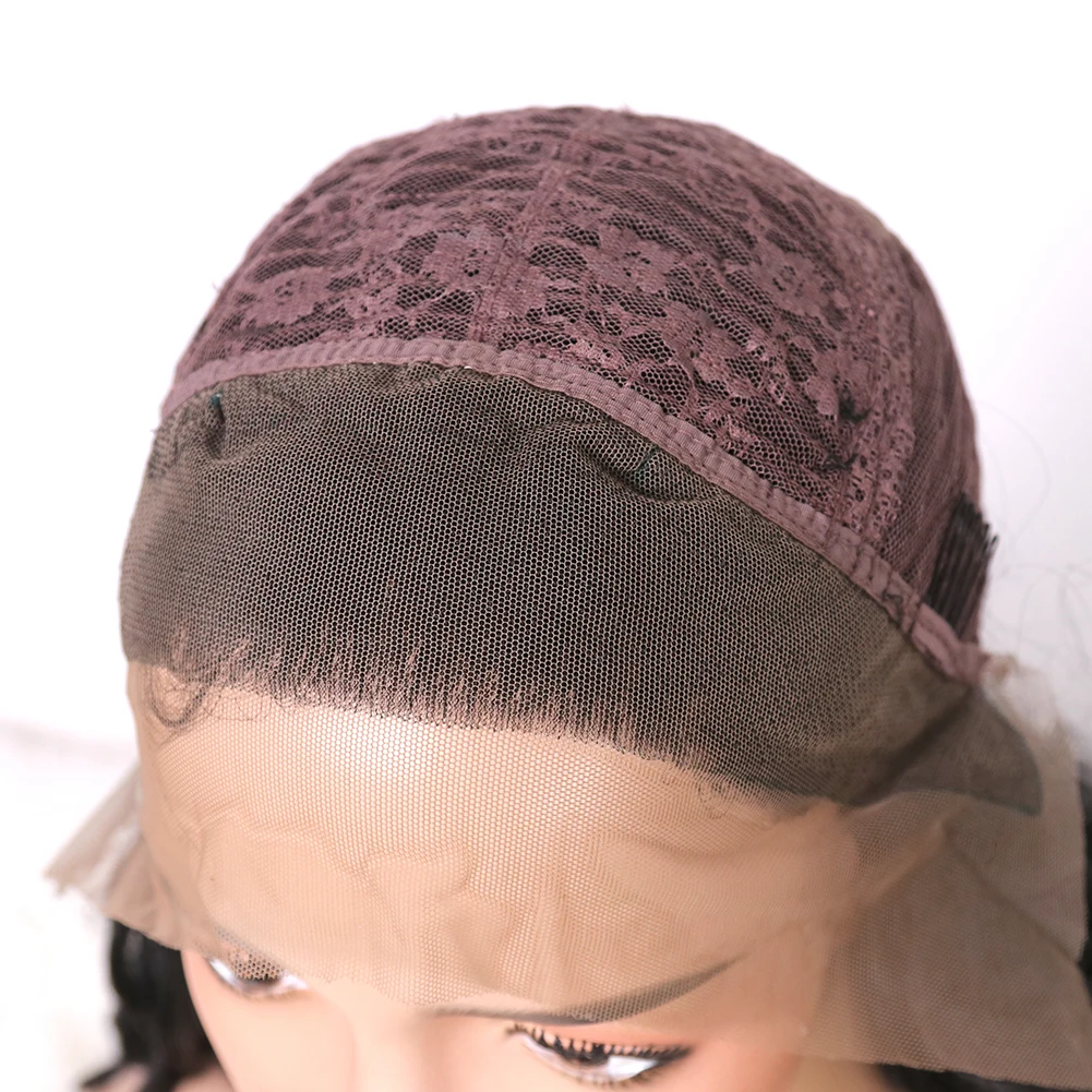 
Synthetic Lace Wig Natural Color Water Wave Long Black Hair Heat Resistant High Quality Soft Front Lace Wig Halloween Dress 