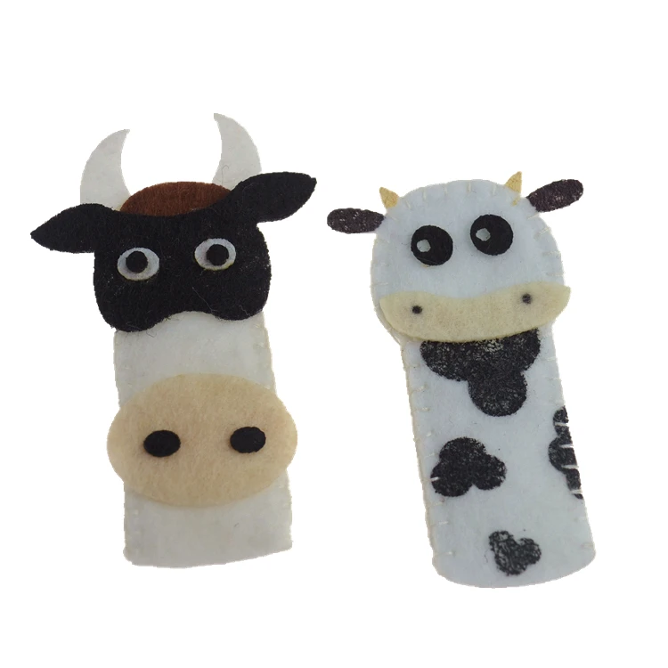 
Wholesale sewing handmade fox cow zebra donkey custom cartoon animal professional kids felt finger puppet 