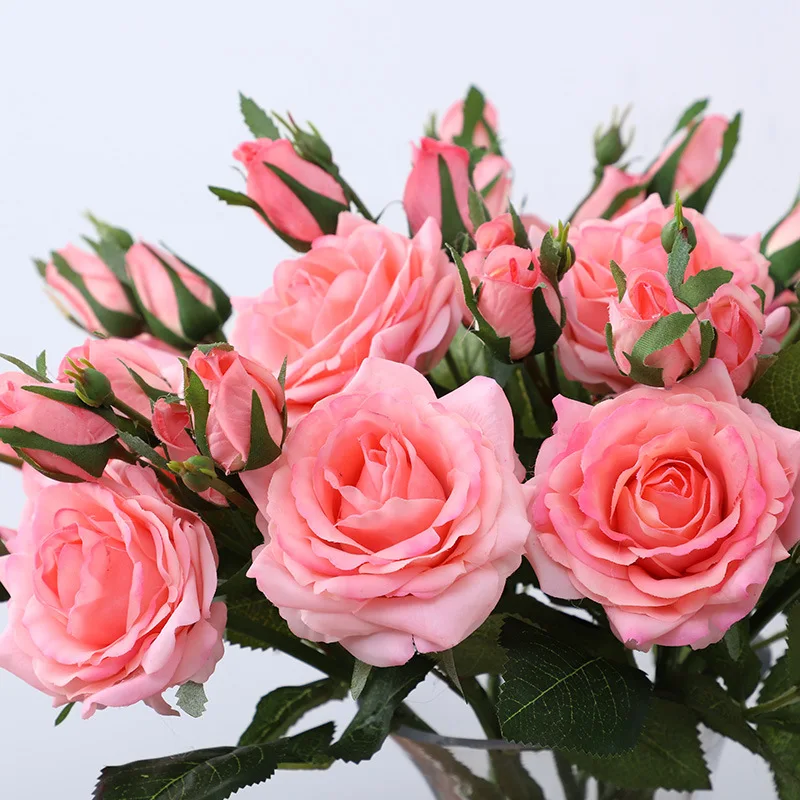 Realistic Design Artificial Flower Mini Roses Artificial Flower Real Touch Rose Wedding Flowers Decorations Artificial Rose