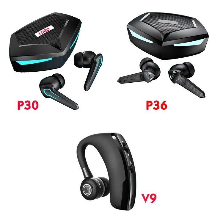 P30 P36 V9 Gaming Wireless Earphones LED Display Headset Zero latency Headphones With Charging Box Waterproof