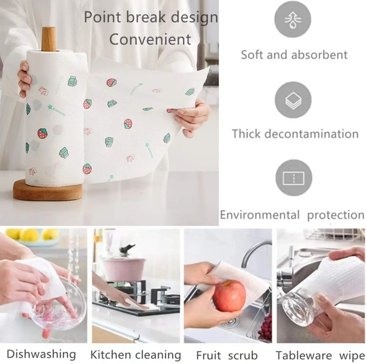 Printing Cartoon Decorative Creative Funny Versatile Strong Water Absorbent Kitchen Paper Towel