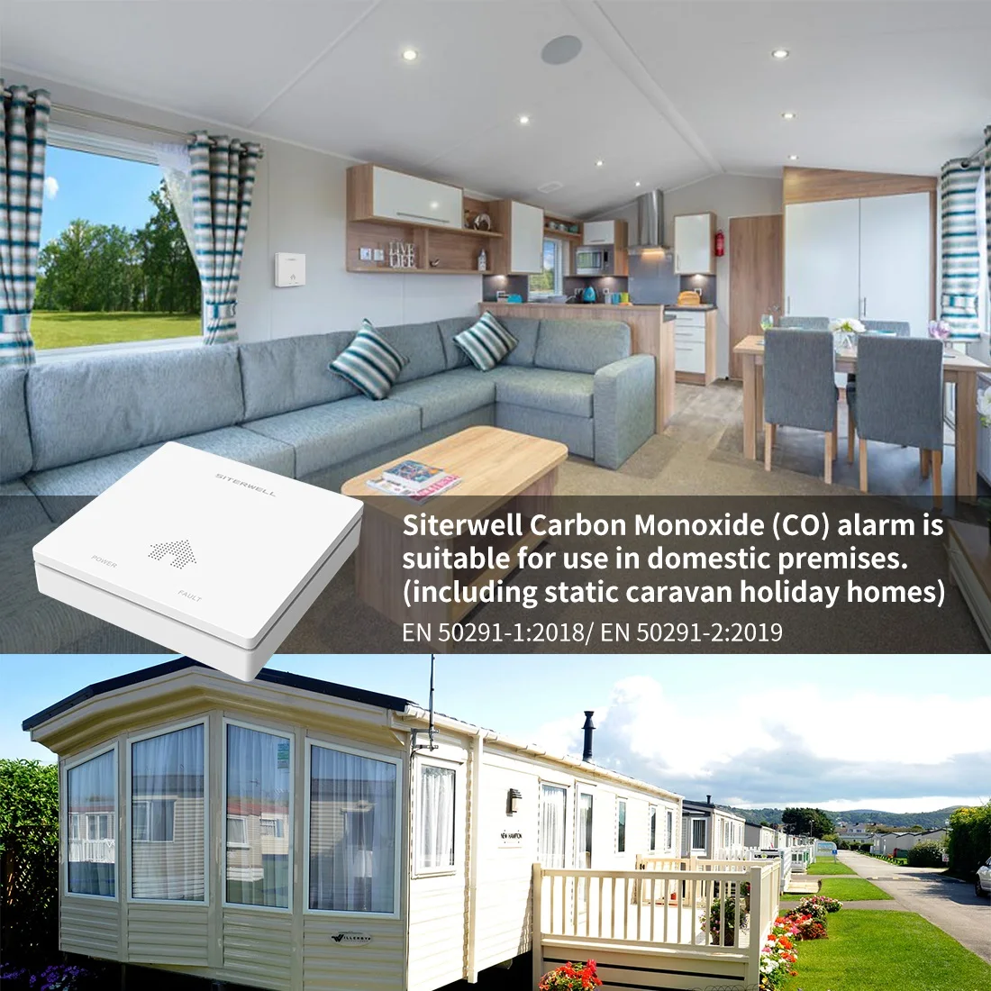 New Fashion Design Conforms to EN 50291-1 2018 /EN 50291-2 2019  10Years Lifetime House Caravans  Boats CO Carbon Monoxide Alarm