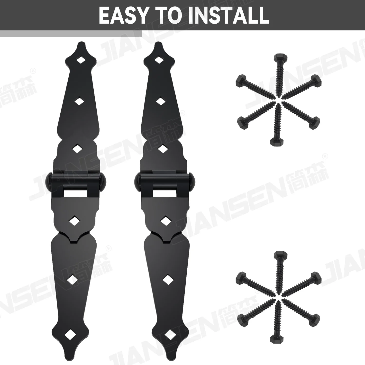 Antique Style Outdoor Black Steel A Type Fence Hinge Hardware Accessory Folding Fence Gate Hinge Kits For Fence Gate